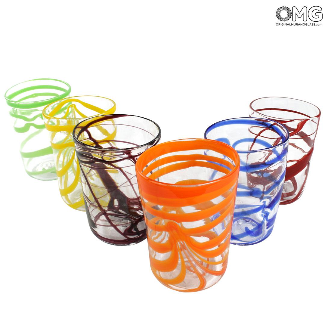 4318 ORIGINALMURANOGLASS Набор из 6 разноцветных стаканов-гото Филанти - муранское стекло OMG 8 см  - Вид №1
