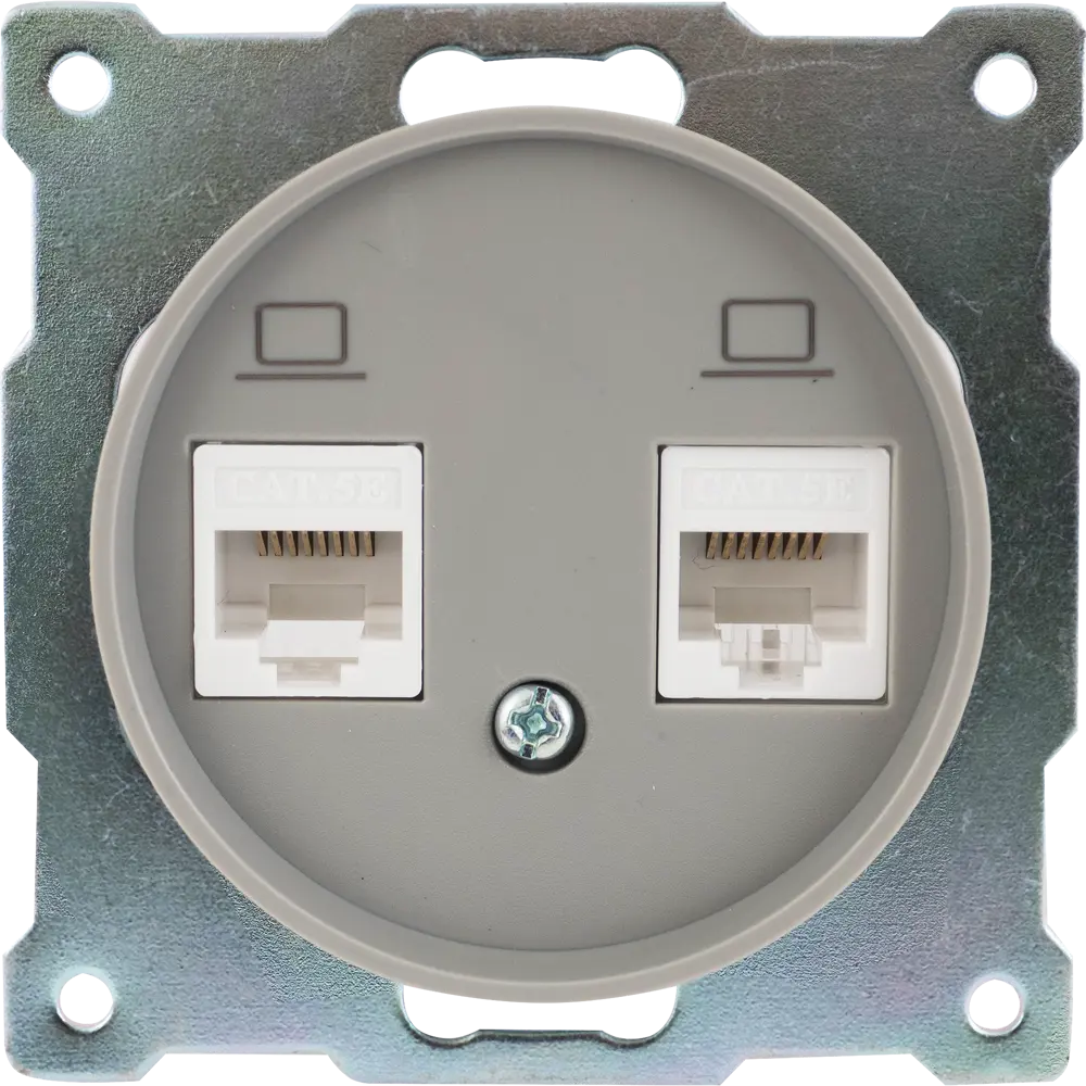Розетка компьютерная двойная встраиваемая Onekey Florence RJ45 UTP cat 5e цвет серый 82127035 STLM-2021507 ONEKEYELECTRO