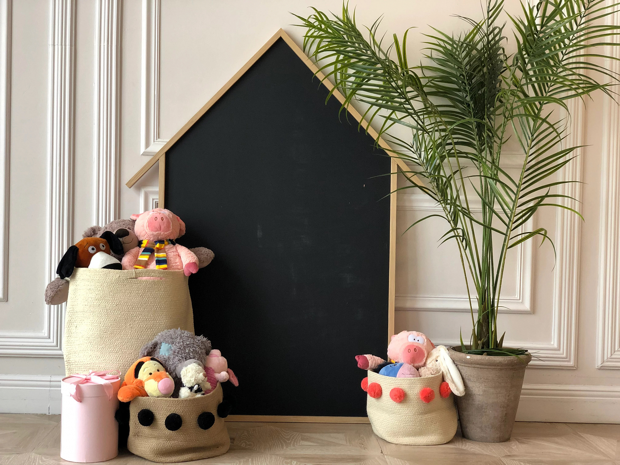 Магнитно-грифельная доска натуральное дерево "Домик" ЗАЯЦ  00-3859376 Бежевый Santreyd  - Вид №1