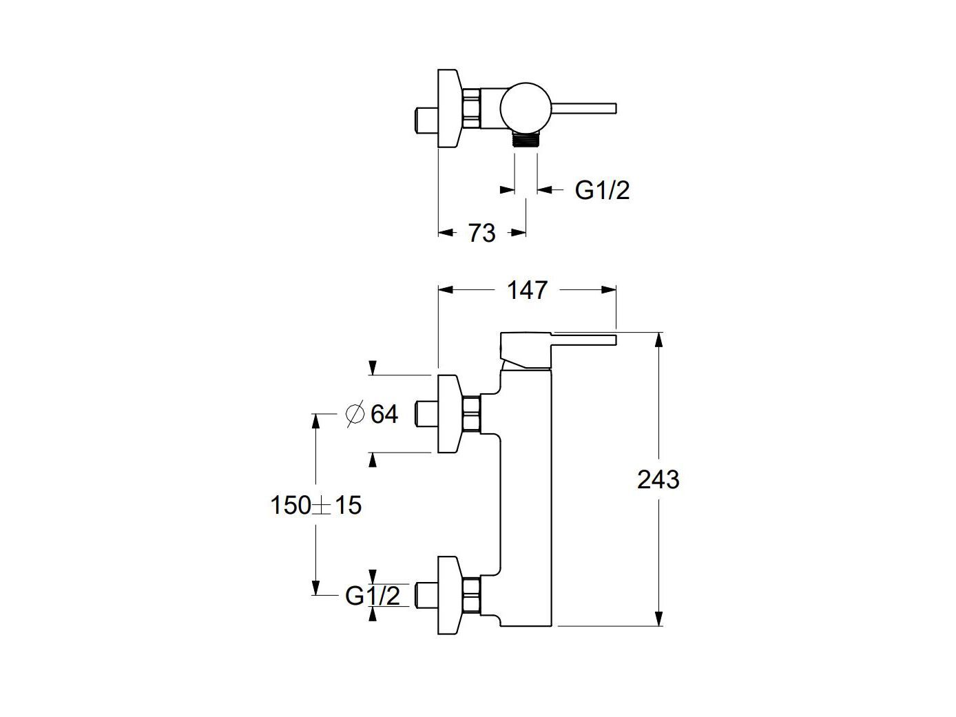 Однорычажный смеситель для душа с 2 отверстиями GUGLIELMI RUBINETTERIE Sprint ARCH-00107750 - Вид №2