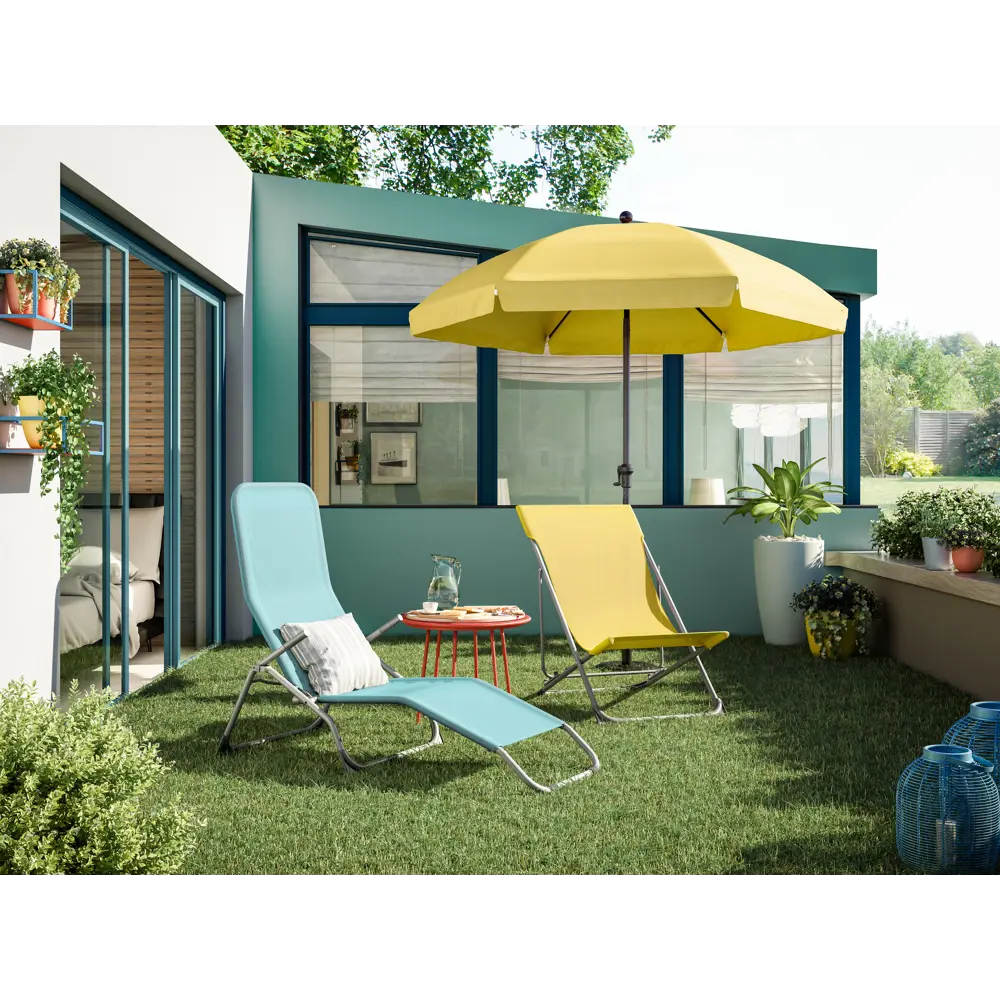 Шезлонг складной Naterial Fiesta 142x60x99 см сталь/ текстилен мятный 82575555 STLM-2143659 Santreyd  - Вид №11