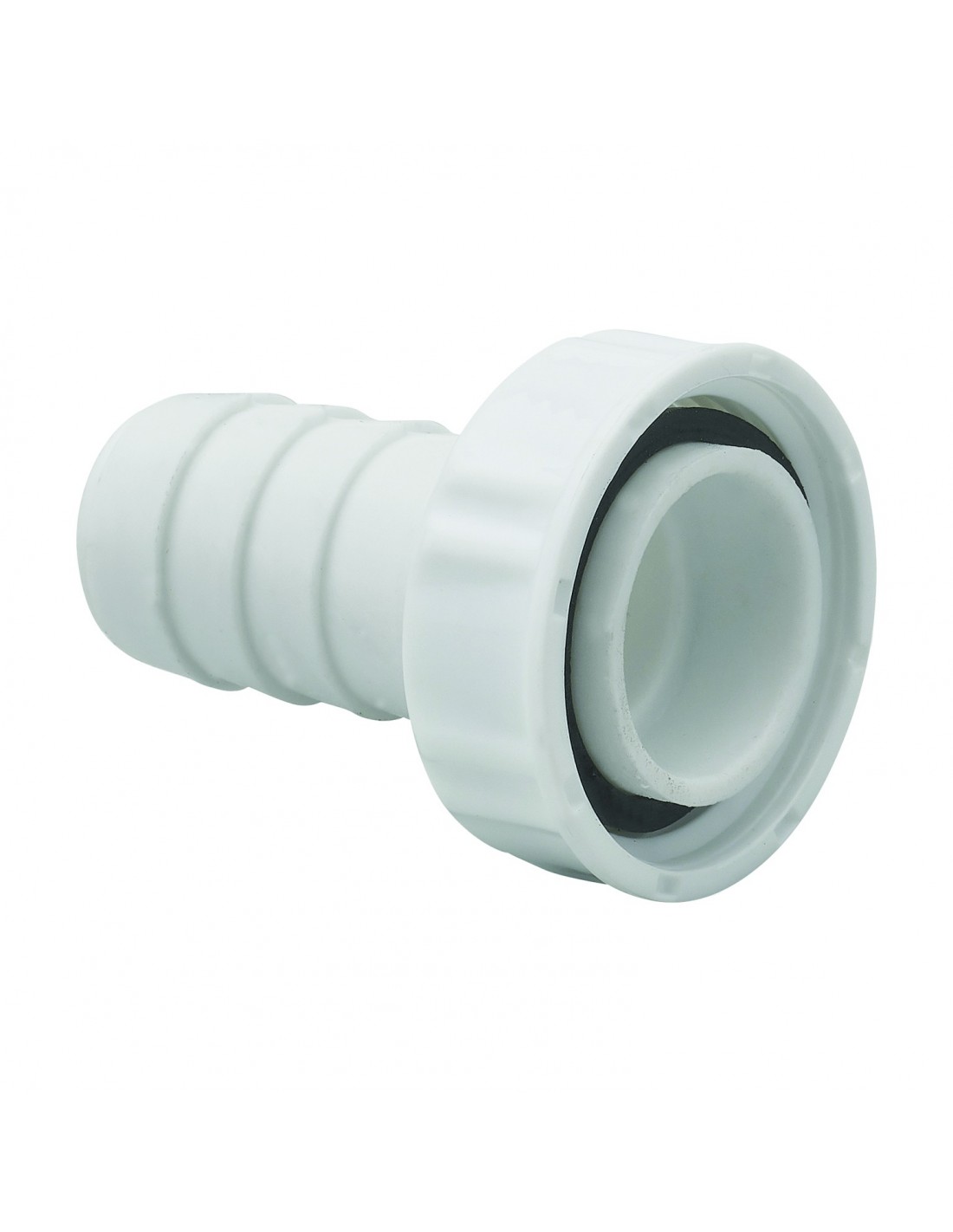 395000 001 00  Розетка для стиральной машины, с коленом, гайкой и уплотнением клапана, Д. 20 мм, белый пластик Valentin Белый 