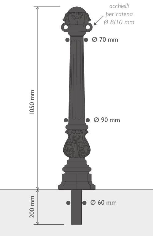 Чугунный столб боллард EUROCOMITALIA классическая мебель ARCH-00041760 - Вид №4
