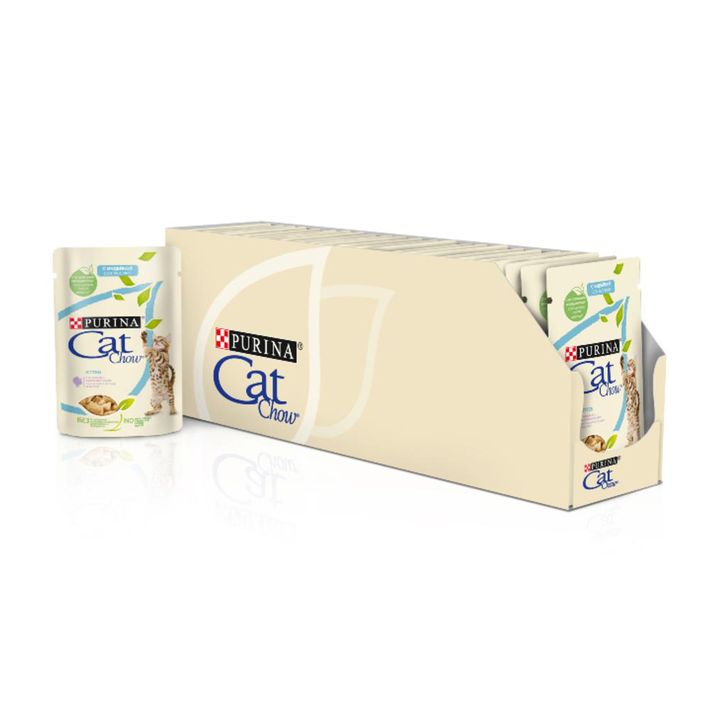 ПР0047572*26 Корм для котят с индейкой и кабачками в желе, пауч 85 г (упаковка - 26 шт) Cat Chow  - Вид №7