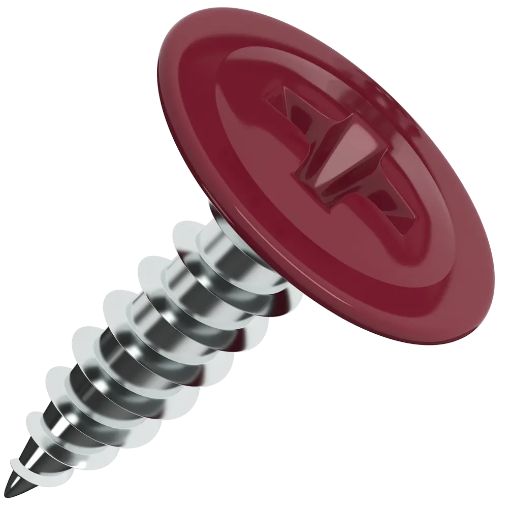 Саморезы с пресс-шайбой STANDERS RAL3005 красныеные с острым наконечником, 4.2x16, RAL3005 82182200 STLM-2137529 