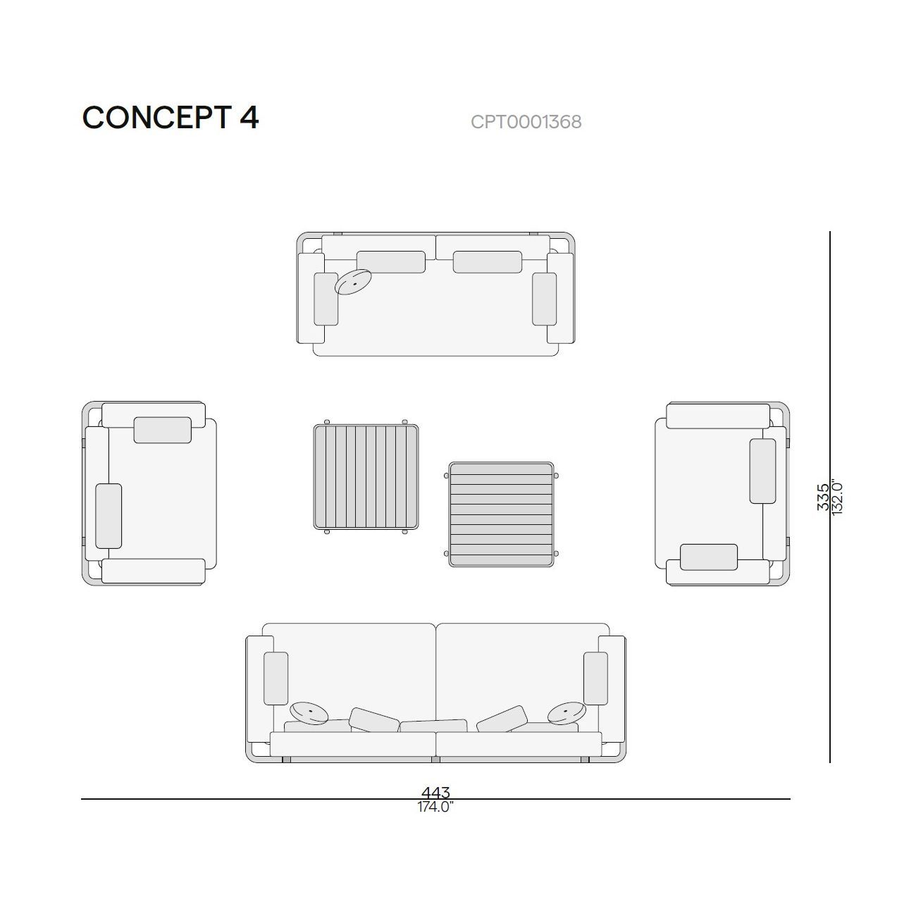 Тканевый угловой модульный садовый диван MANUTTI Flows ARCH-00011283 - Вид №4