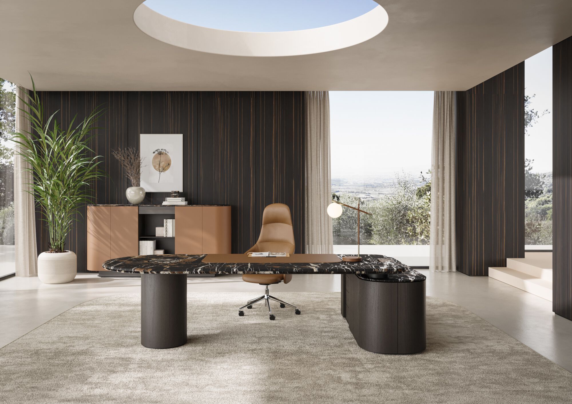 Стол со встроенным сервисным шкафом и мраморной столешницей PROF ARCH-00008310 - Вид №3