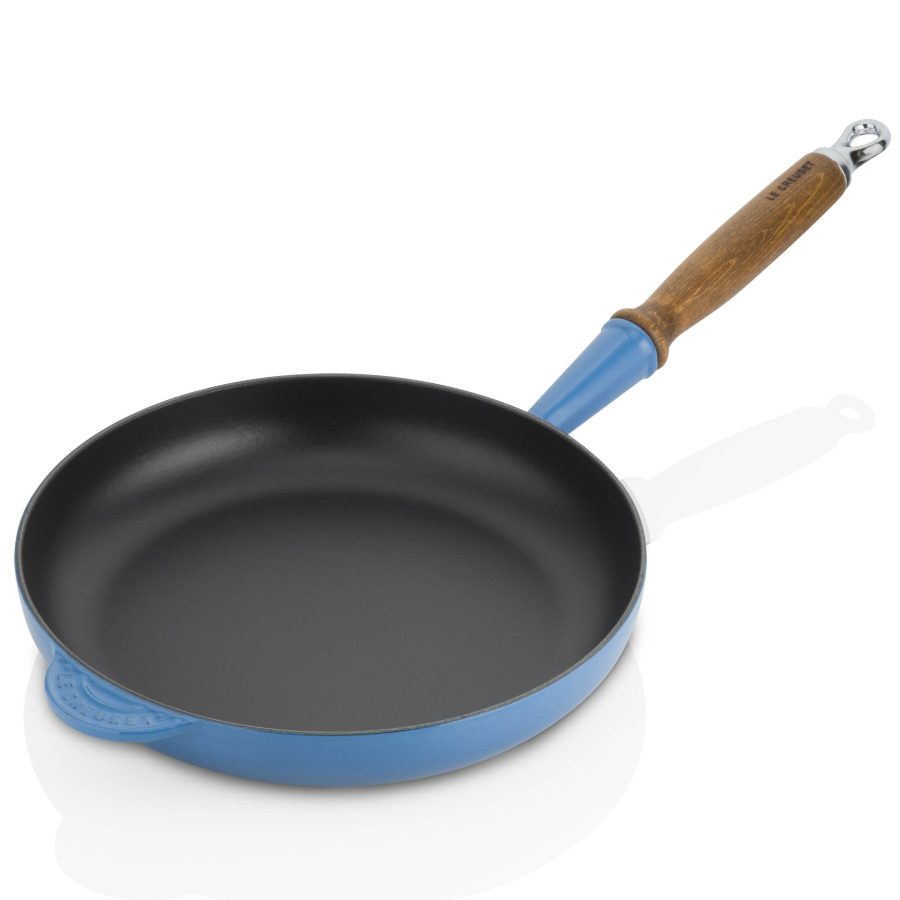 Сковорода чугунная Le Creuset с деревянной ручкой, Ø28 см, голубая 20058282000460 - Вид №3