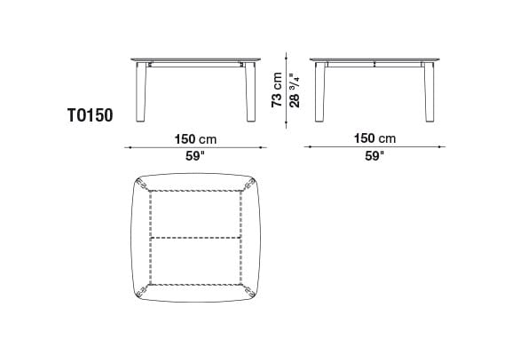 Деревянный квадратный стол B&B Italia OSKAR ARCH-00051954