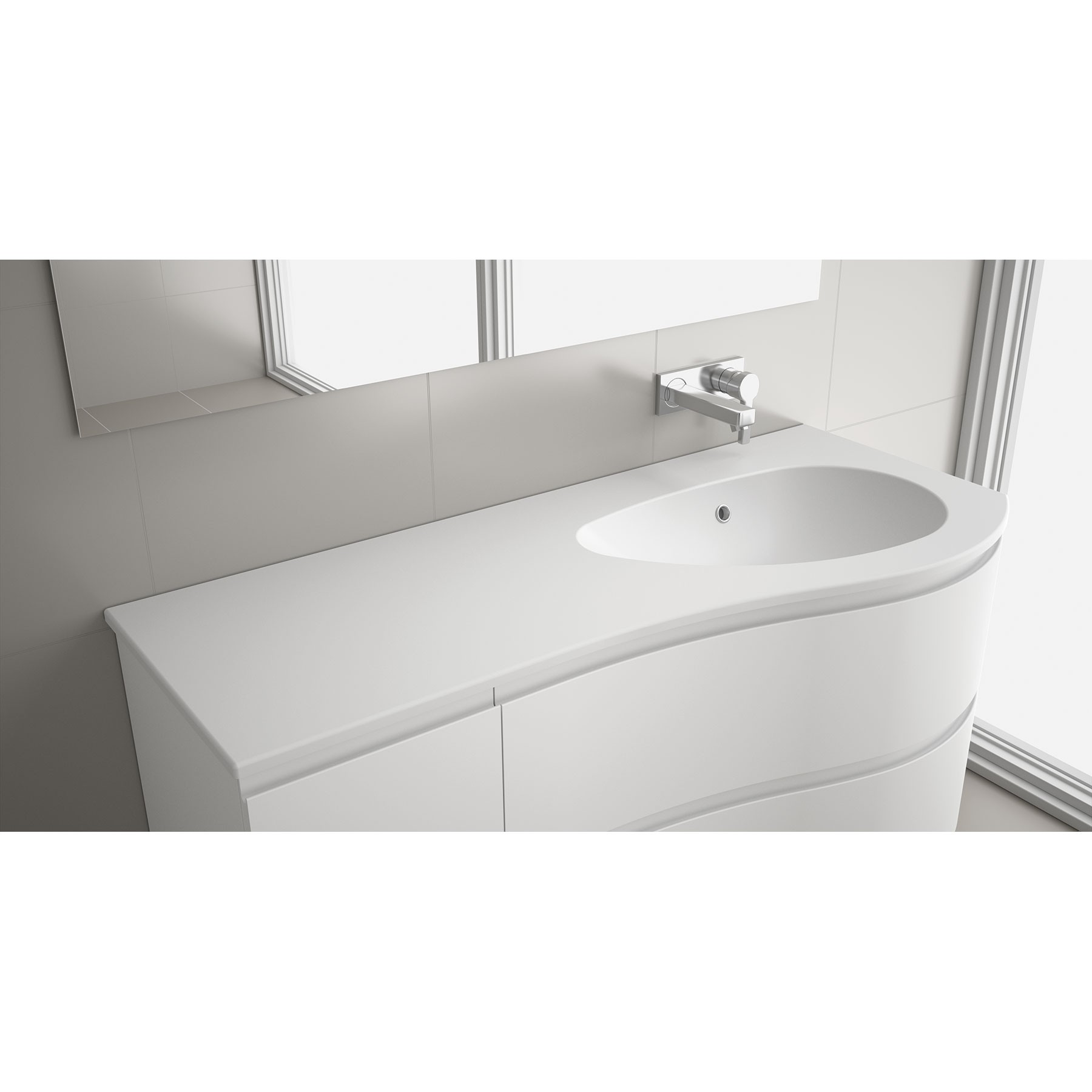 85906 SALGAR Раковина MAM 1200 Емкость для хранения слева GLOSS WHITE MINERAL Загрузка без уловителя для бутылок и отходов без крана 1210 x 16 x 510 мм 