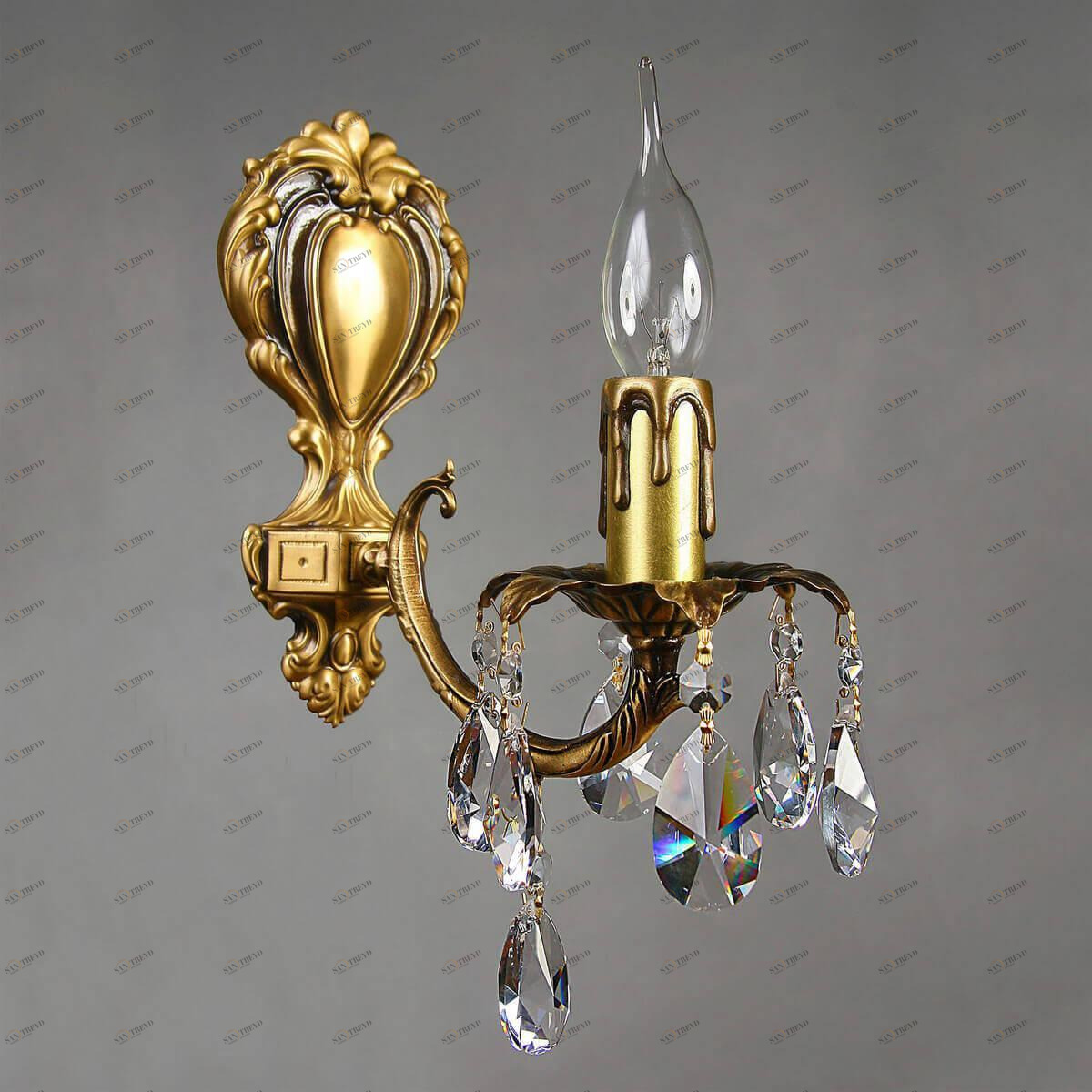 Бра настенное бронзовое Ambiente Benisa 2226/1 AB Tear Drop AMBIENTE СВЕЧА 00-3927904 Бронза 