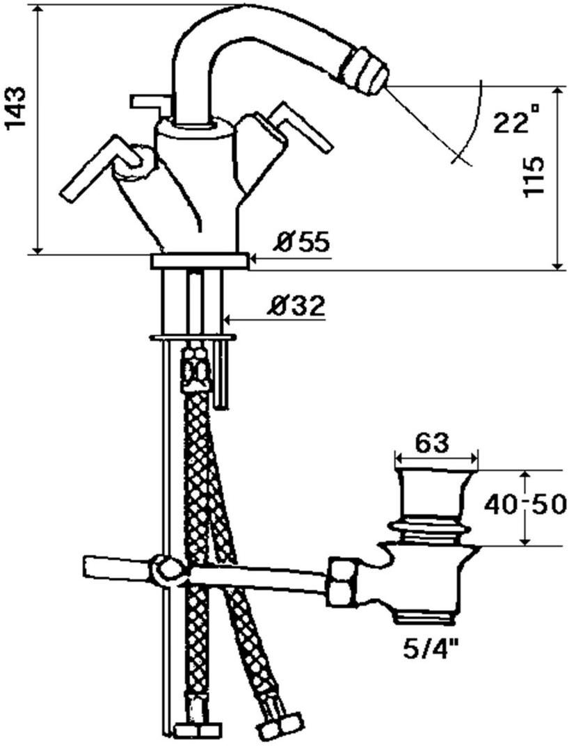 rvb Смеситель для биде, устанавливаемый на столешнице, с регулируемым изливом Fun 4031.--.54 - Вид №1