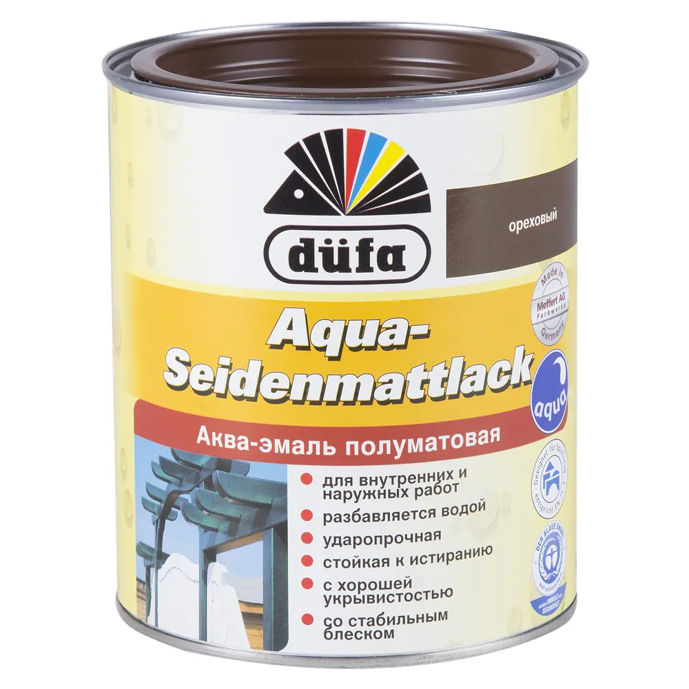 Эмаль Dufa Aqua-Seidenmattlack полуматовая цвет орех 0.75 л 13323298 STLM-2047339 