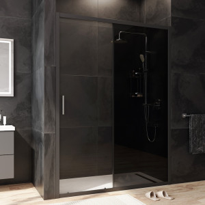 W90G-140-1-195BG Solo Дверь душевая 140х195 стекло тонированное профиль черный матовый AM.PM Gem