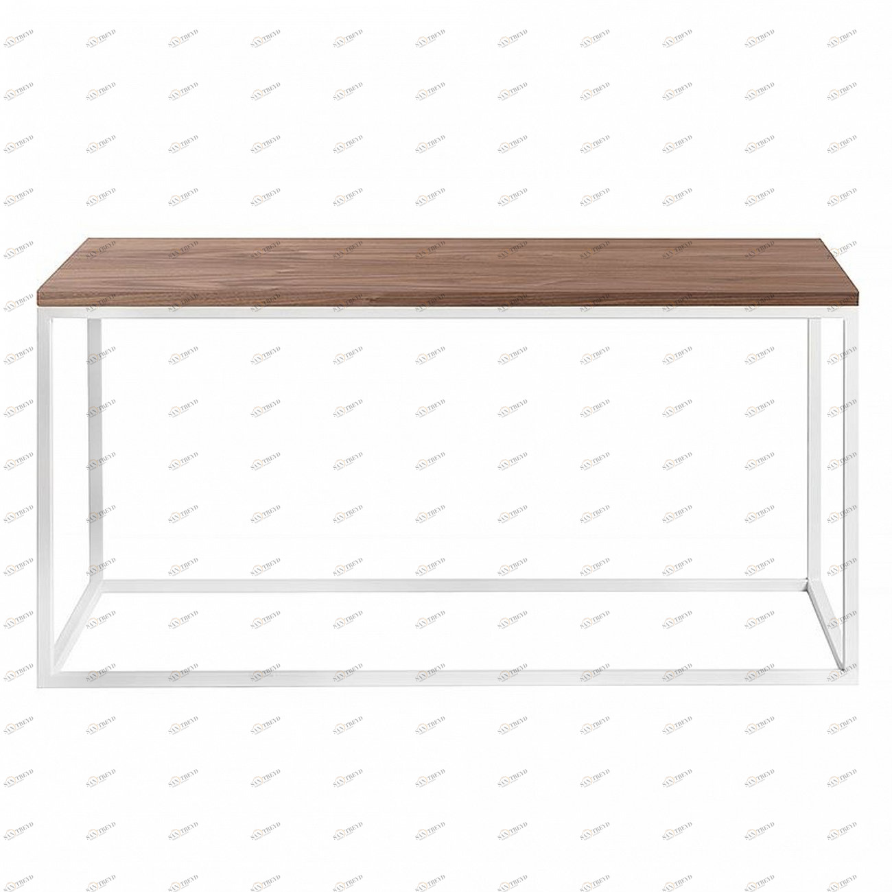 Журнальный столик прямоугольный американский орех с белыми ножками 80 см Darmian white INTELLIGENT DESIGN  260966 Белый;орех;коричневый 