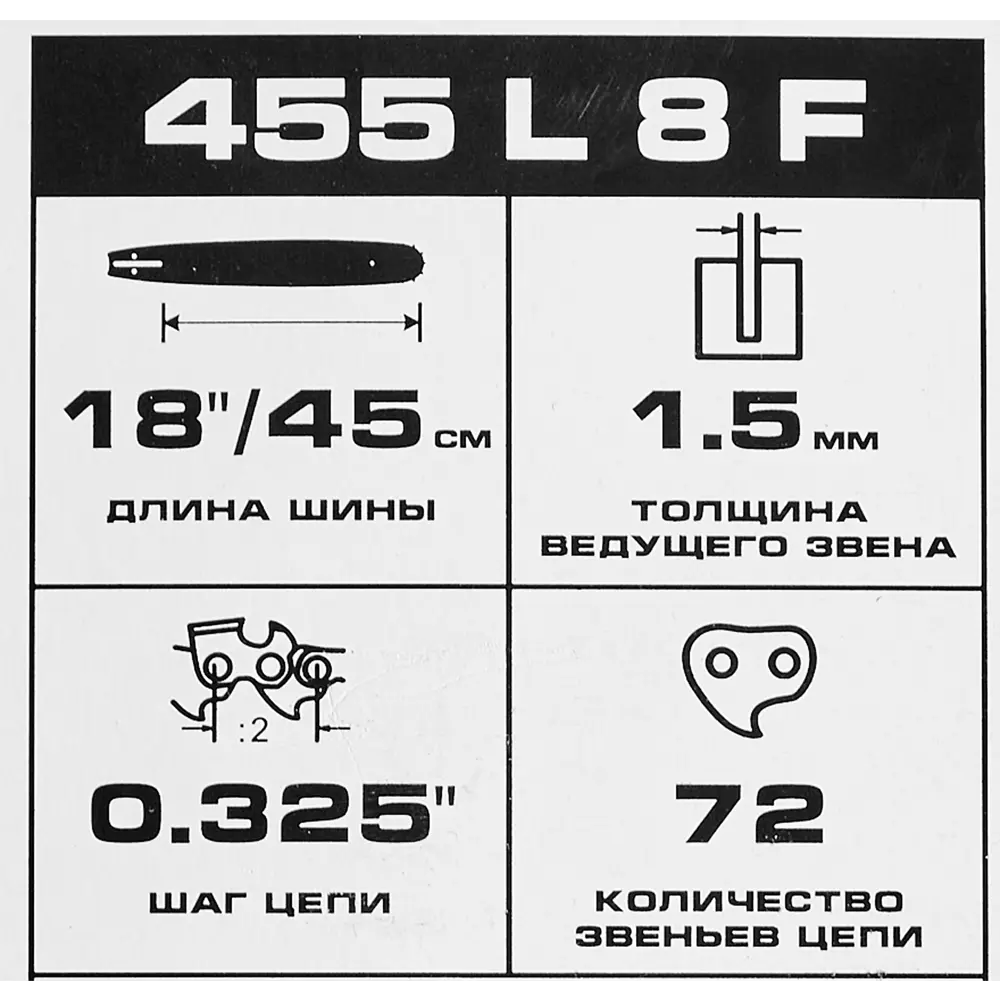 Шина для цепной пилы Rezer 455 L 8 F 18" 72 звеньев паз 1.5 мм шаг 0.325 дюйма 85225793 STLM-2051445  - Вид №2