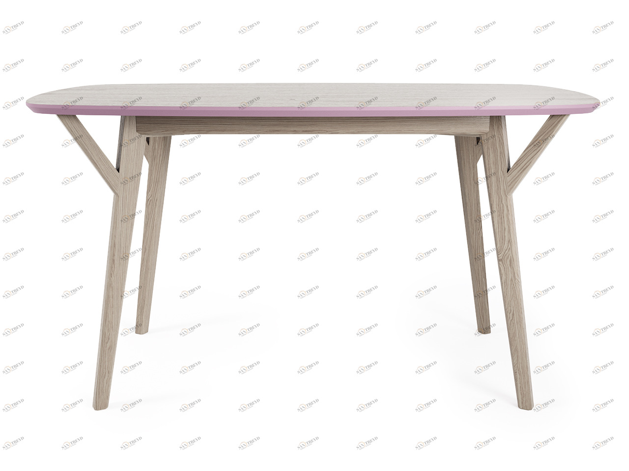 Обеденный стол прямоугольный с кантом беленый дуб, лаванда Proso THE IDEA  210025 Беленый дуб;бежевый 