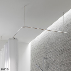 DSE1000-800F Карниз для душевой занавески L-образный потолочный, 100 x 80 см PHOS