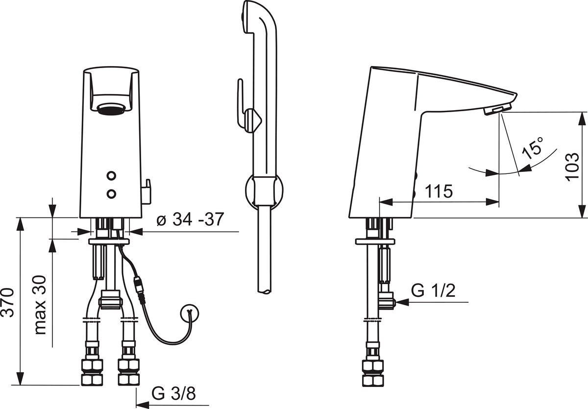 Oras 2826FZ Смеситель для умывальника, 9/12 V, Bluetooth 2826FZ Cubista Хром  - Вид №1