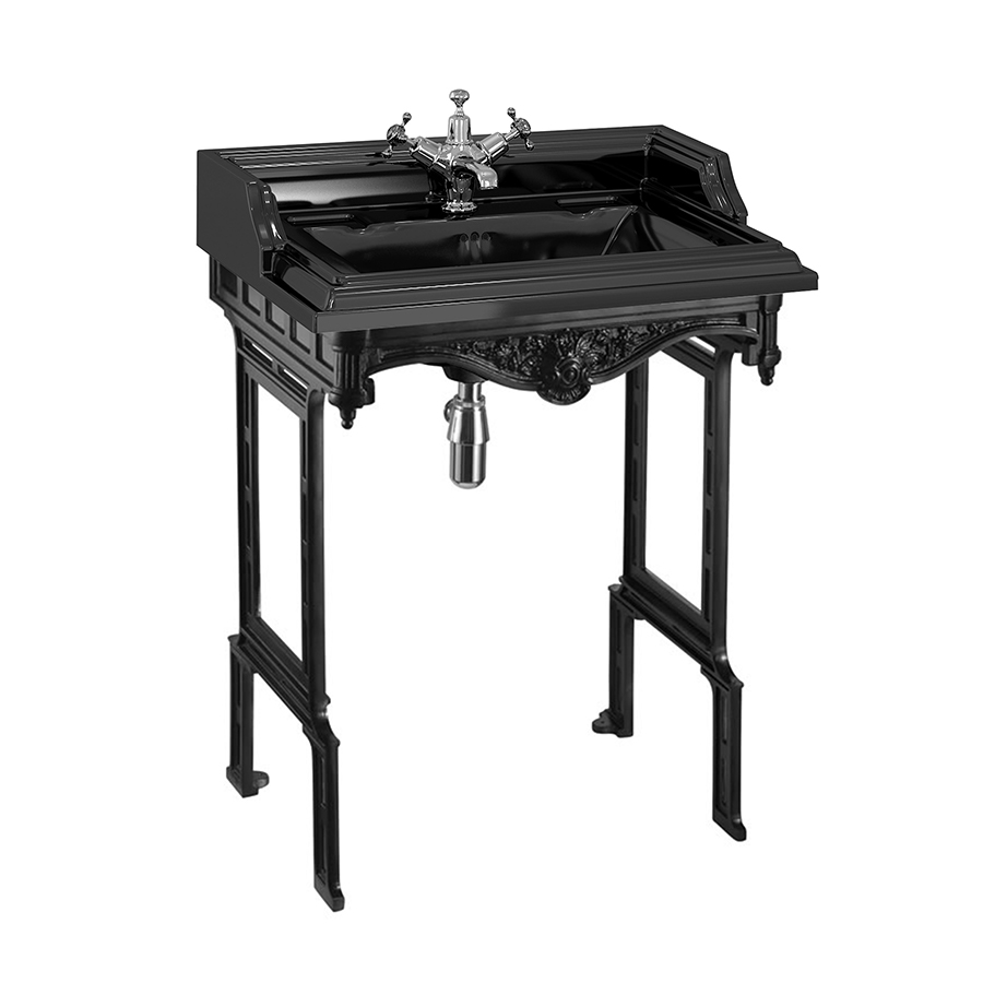 Burlington Classic Классическая раковина 65 см и черная алюминиевая подставка для раковины Медичи с 3-мя отверстиями под смеситель B15 3TH M T48 BLA  - Вид №1