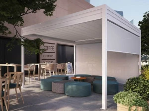 Giulio Barbieri Самонесущая пергола из алюминия и ПВХ со сдвижной крышкой