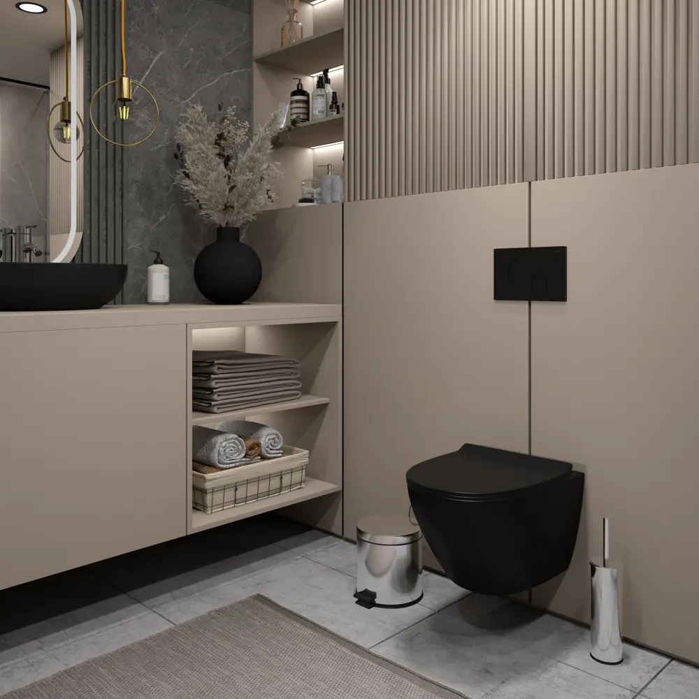 Комплект инсталляции AM.PM Tech с унитазом безободковым Teymi Tiko клавиша AM.PM Tech M серебристая STLM-2085684 - Вид №2