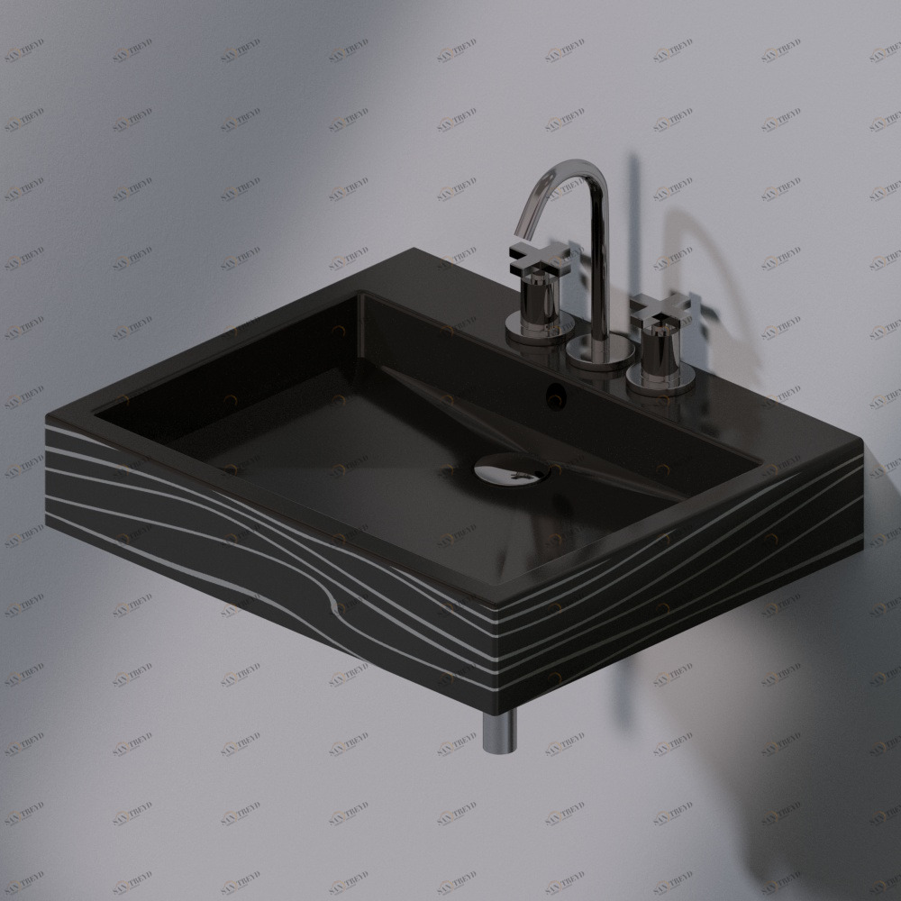 L255411P Подвесная раковина настенная прямоугольная A. e T. Italia  черная AeT ITALIA 