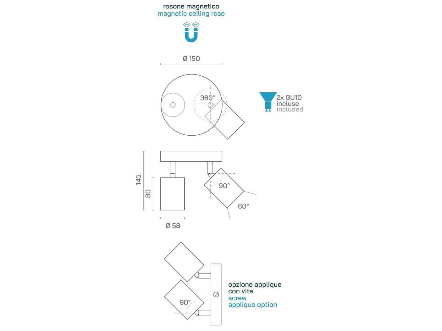 Несколько регулируемых потолочных алюминиевых прожекторов Amarcords Tobe ARCH-00135622 - Вид №14