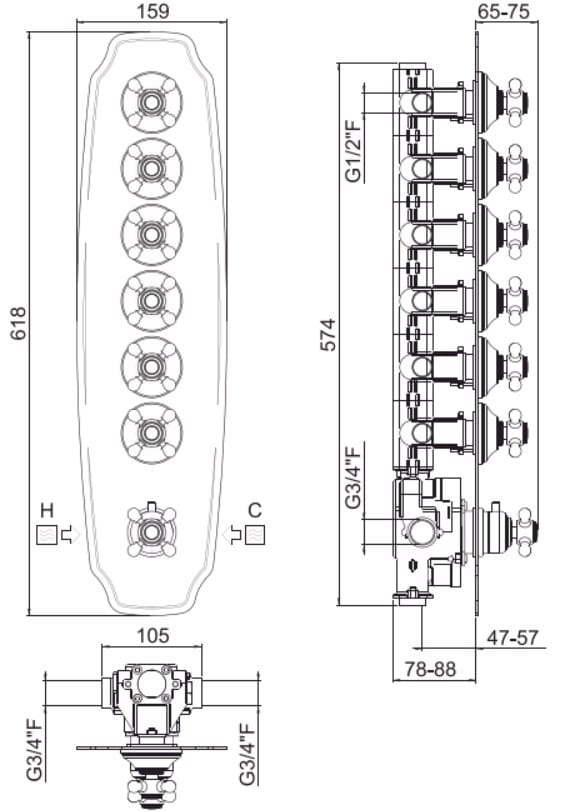 Встраиваемый термостатический смеситель для душа с пластиной CARIMALI ARCH-00020535 - Вид №1