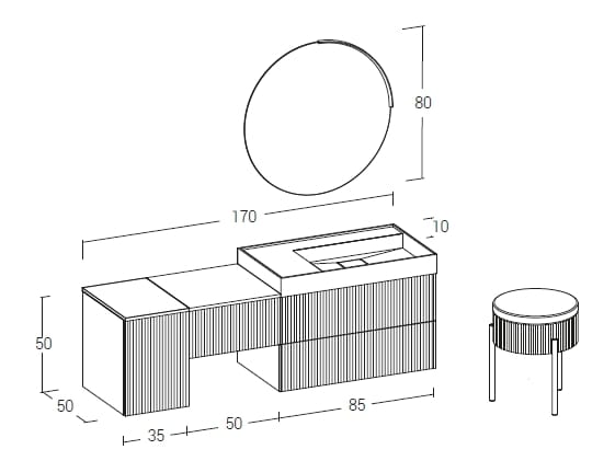 Деревянный подвесной туалетный столик с зеркалом LEGNOBAGNO Re-Stretch ARCH-00135519 - Вид №3