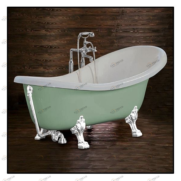 Ванна Akcjum Rectime 175 WR-01-01-KB-A овальная салатовая с белыми ножками WR0101KBA