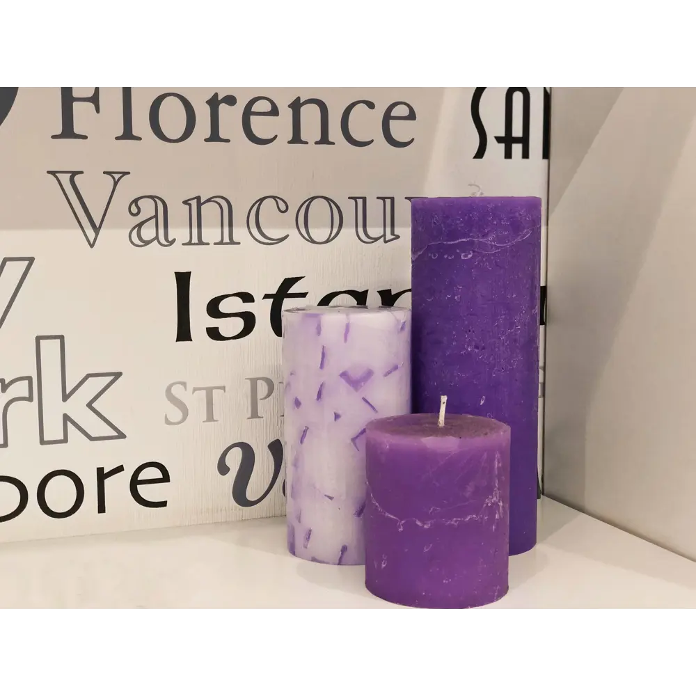 89369068 Свеча столбик ароматизированная Лаванда бело-фиолетовая 13 см STLM-0822388 Santreyd  - Вид №2