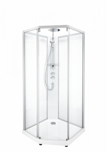 558.205.00.2 IDO Showerama 10-5 800x900 Пятиугольник Комфорт, IDO Showerama framglas пятиугольник, профиль vita / klart glas, 800x900 мм