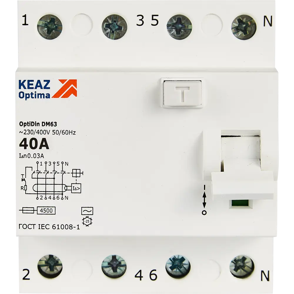 УЗО КЭАЗ 4-полюсное 40А с защитой от утечек тока 89341826 STLM-1411881 - Вид №1