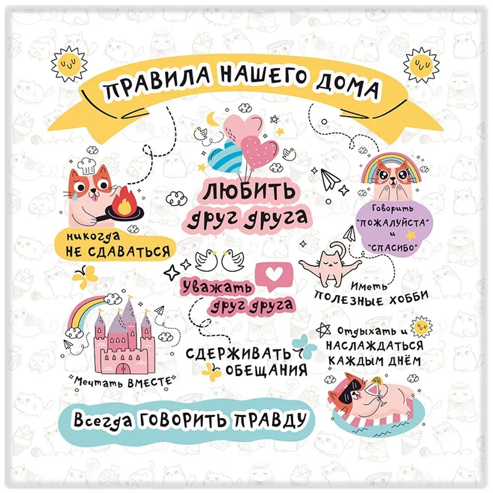 Картина на холсте Милые правила 30x30 см 87233227 STLM-2162903 FBRUSH 