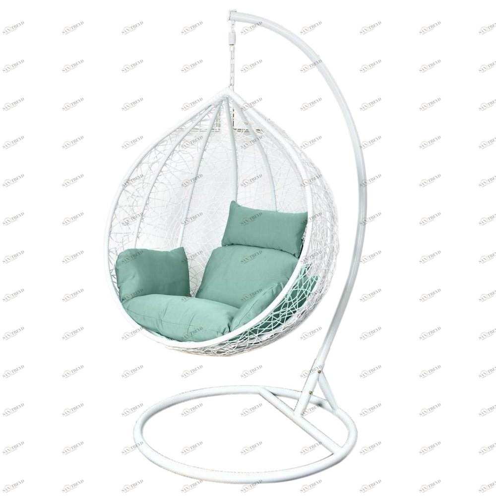 Подвесное кресло из искусственного ротанга 65 см белое Afina White&Green AFINA  00-3881232 Белый;зеленый 