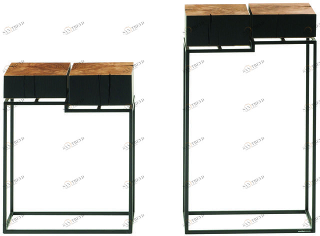 Roche Bobois Квадратный сервисный стол из стали и дерева Les contemporains sun-id-1436943