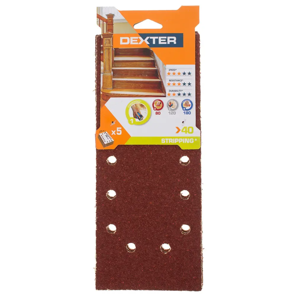 Dexter P40 — шлифовальные листы для вибрационной машины, 5 шт 18783787 STLM-0012665 - Вид №2