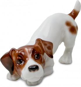 10619865 RUPOR manufactory Скульптура "Джек Рассел Терьер" "Цветы" премиум роспись №885/17 Фарфор