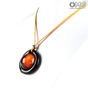 2470 ORIGINALMURANOGLASS Круглая оранжевая подвеска из стекла соммерсо - муранское стекло - Original Murano Glass OMG 5 см