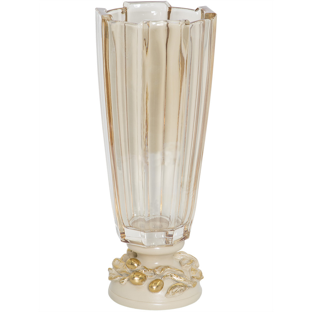 52104 BOGACHO Ваза Oliva Branch Gold Айвори мрамор, стекло 