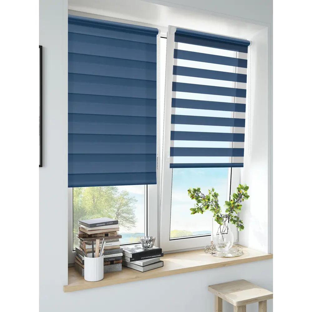 Штора рулонная день-ночь Madrid 70x160 см синяя MIAMOZA Коллекция 2024г STLM-2135119 - Вид №3