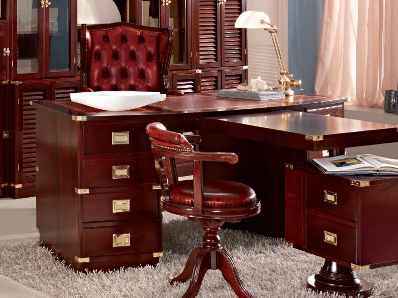 Caroti Прямоугольный письменный стол из массива дерева с ящиками Regent 249 - Вид №1