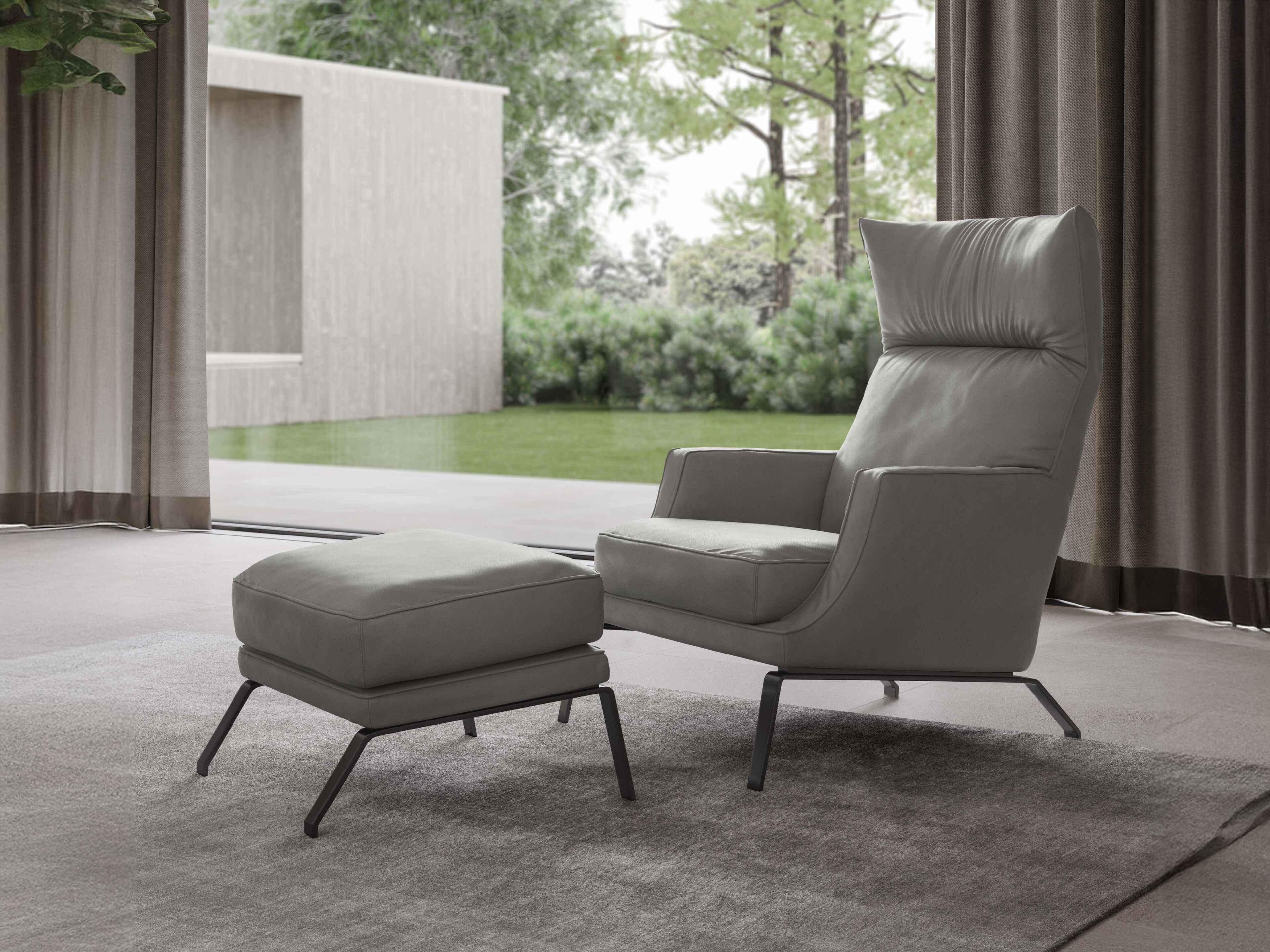 Тканевое кресло с подлокотниками с высокой спинкой Natuzzi Italia Clemmie ARCH-00066039 - Вид №2