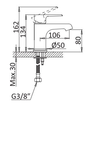 Смеситель на раковину однорычажный, с донным клапаном CEZARES NAUTIC-LS1-NOP - Вид №1