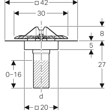 GEBERIT 359.129.00.1 Воронка Geberit Pluvia с соединительным фартуком, решетка воронки из алюминиевого литья  - Вид №2