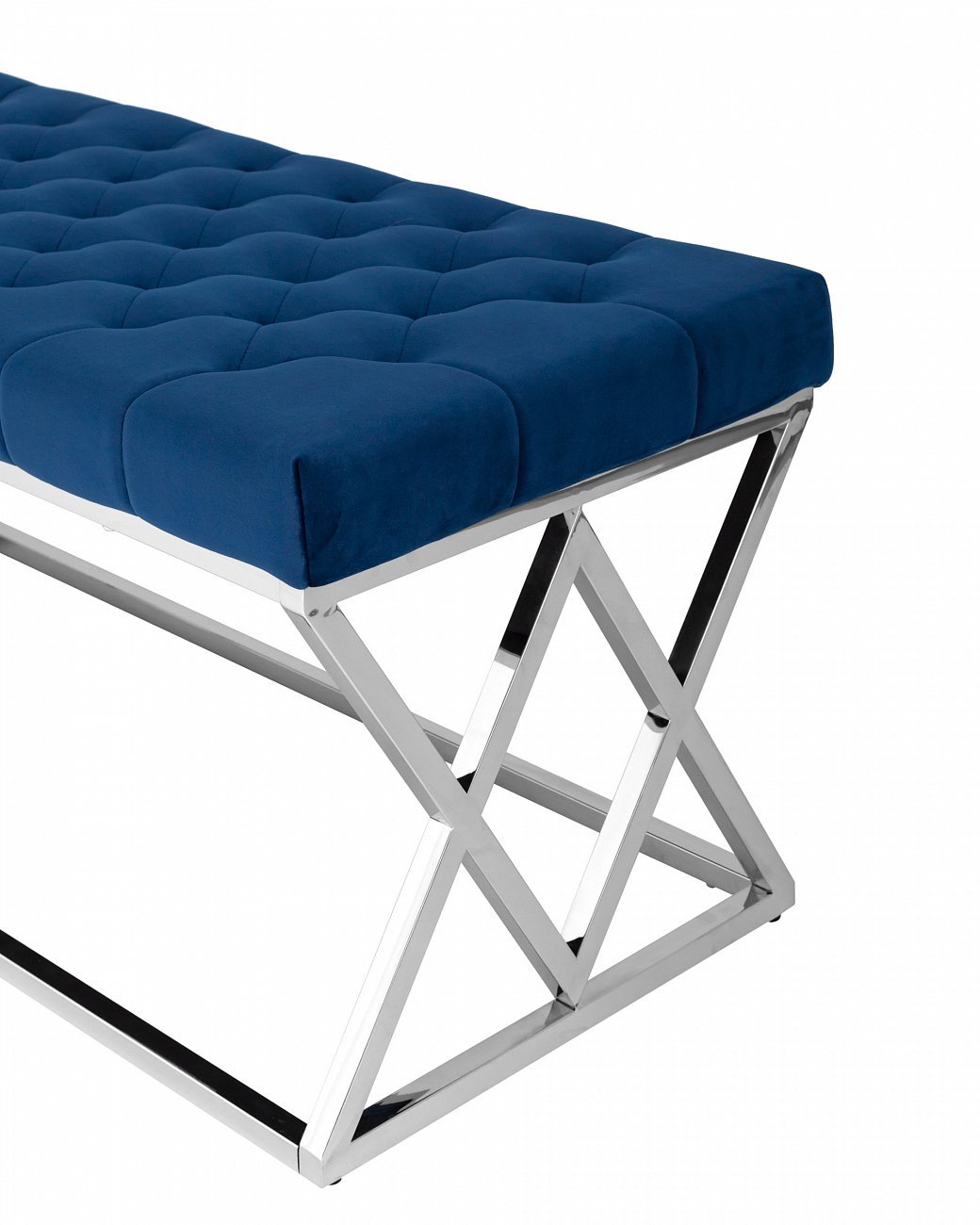 Банкетка-скамейка прямоугольная синяя с серебром "Инсигния" STOOL GROUP ДИЗАЙНЕРСКИЕ 00-3881877 Серебро;синий  - Вид №1