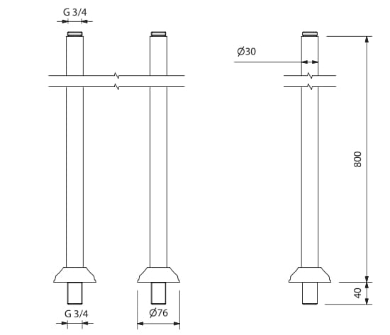 Смеситель для ванны с 2 отверстиями с ручным душем Park Avenue Dark White ARCH-00139217 - Вид №3