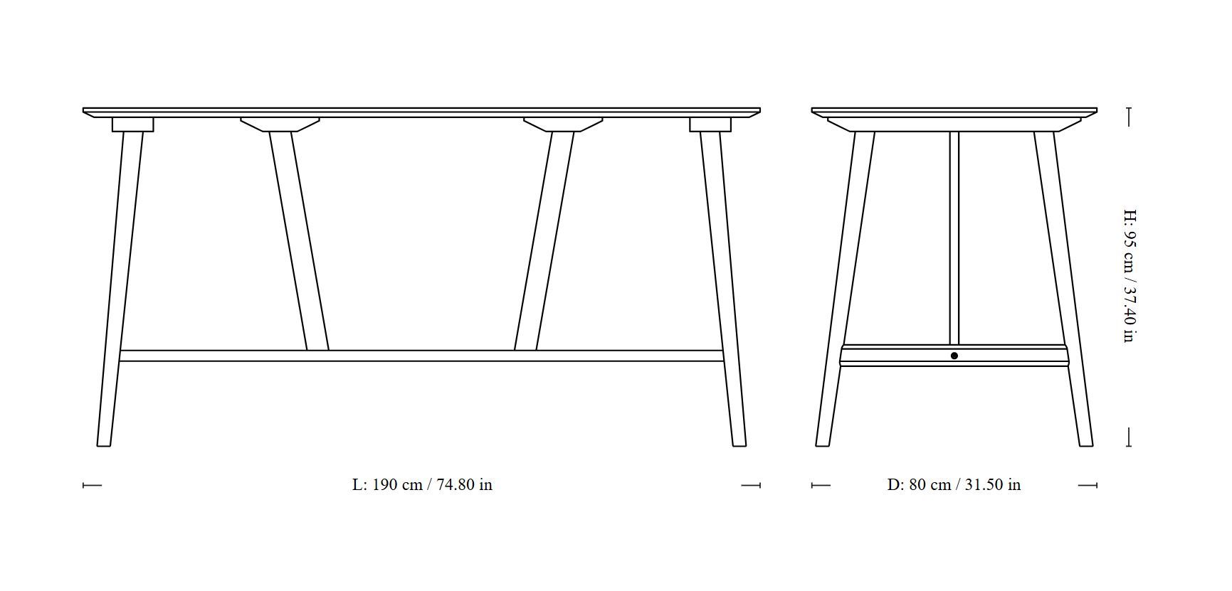 Высокий прямоугольный стол из массива дерева &Tradition In Between ARCH-00120755 - Вид №34