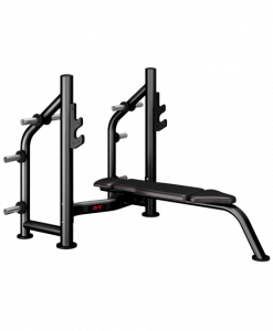 олимпийская скамья для жима горизонтальная с стойками для хранения дисков UFC